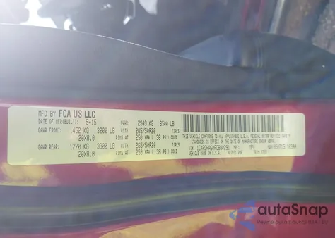 2015 Dodge Durango Sxt z USA, uszkodzony, nr VIN 1C4RDHAG0FC880291